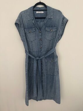 Billy T  Blue Light Denim Shirt Dress with Belt